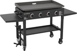 36 Inch Gas Griddle Cooking Station 4 Burner Flat Top Gas Grill Propane Fuelled Restaurant Grade Professional 36 Outdoor Griddle Station with Side Shelf (1554)
