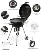 22 Inch Premium BBQ Charcoal Grill. Outdoor Barbecue Kettle Grill. Smoker Grills over 500 Square Inches 2-Tier Cooking Space. Perfect for Outdoor BBQ Party and Patio. Black