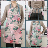 3 Pack Floral Aprons for Women with 2 Pockets. Women Aprons Waterproof Adjustable Cooking Aprons for Kitchen. Gardening. Baking. Salon Apron Gift for Mom Wife Sister Grandma