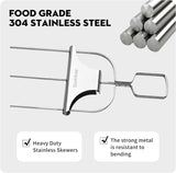 10PCS Kabob Skewers for Grilling.3.Double and Single Pronged Grilling Accessories.304 Stainless Steel Metal Skewers for Kabobs with Push Bar for Quick Release.With Storage Bag and Oil Brush