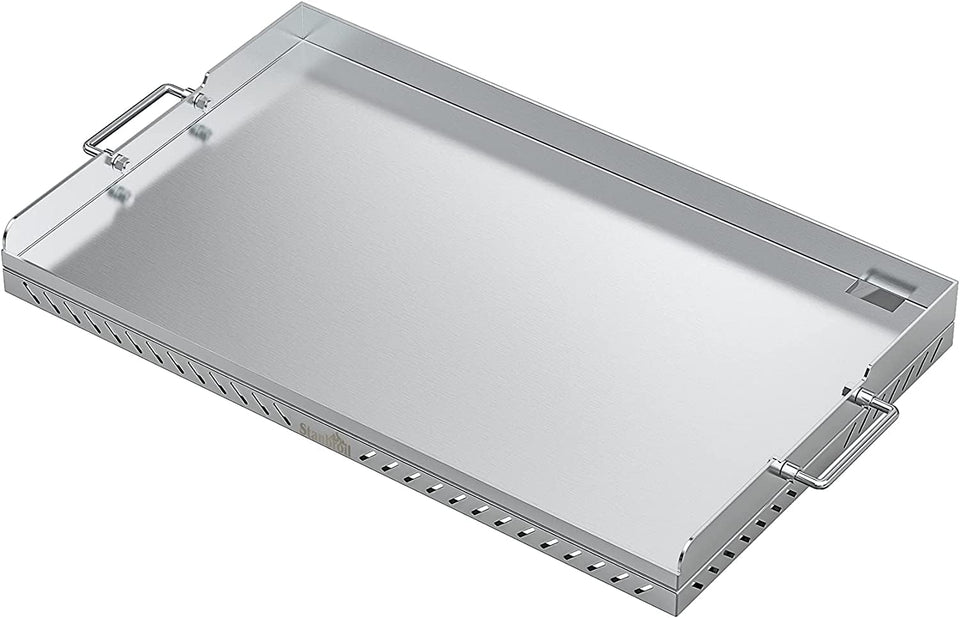 28 Inch Stainless Steel Flat Top Gas Grill Griddle Replacement for Blackstone 2-Burner Propane Fueled Grill Improved New Rear Grease Management System (Improved Version)