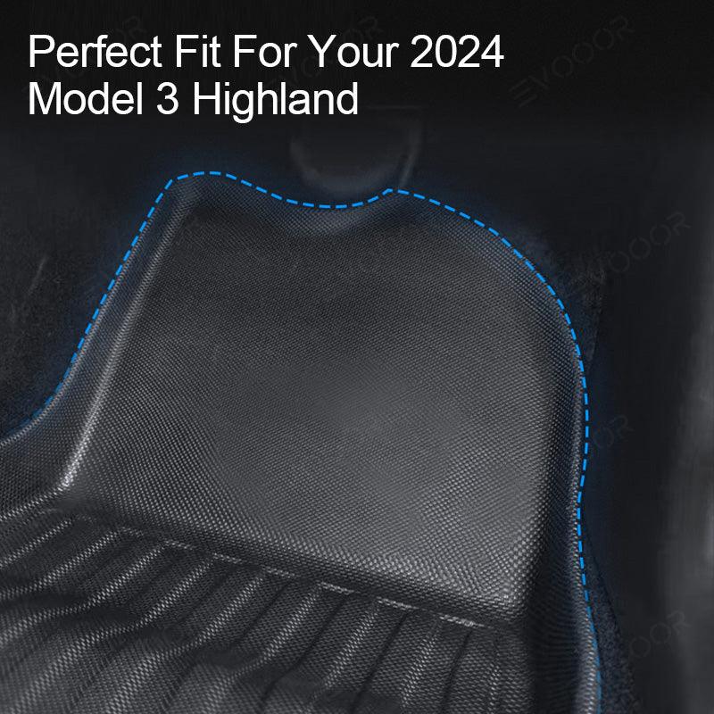 2024 Model 3 Highland All-Weather Floor Mats Full Set Trunk Mat Cargo Mat Frunk Cargo Liner for Tesla