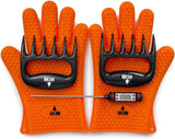- Meat Claws Bbq Grill Accessories Set - 2 Silicone Gloves. Claws for Pulled Pork. BBQ Thermometer - Perfect Smoker Accessories Grilling Tools Gift Set for (Orange Glove-Thermometer-Claw)