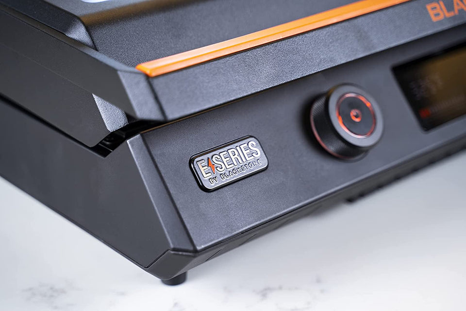 22-Inch Electric Griddle - 1200W Non Stick Ceramic Titanium Coated Stainless Steel Tabletop Griddle with Ez-Touch Control Dial. LCD Display. Patented Rotate & Remove Glass Hood - 8001