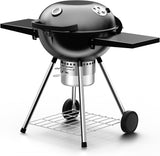 22 Inch Charcoal Grill with 2 Foldable Side Tables.Charcoal Kettle Grills with Wheels.Outdoor Bbq Grill.Portable Charcoal Grill for Camping.Party.Backyard (Black)