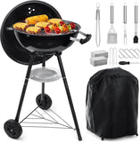 18 Inch Charcoal Grill. Hasteel 2-In-1 Kettle Outdoor Barbecue Grill. Portable Black BBQ Grill for Camping/Backyard/Patio/Picnic. Porcelain-Enameled Lid & Fire Bowl. 254.SQ.IN Cooking Area. 13-Piece