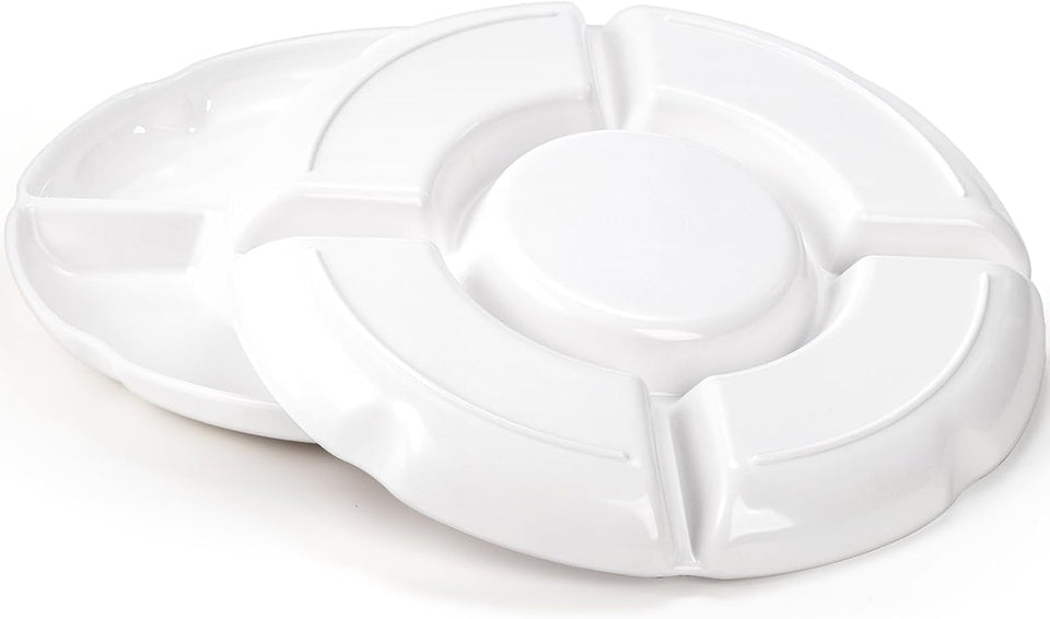 3 Pack Divided Serving Tray. 13 Inch Unbreakable Chip and Dip Platter. Melamine Appetizer Serving Plate. 5 Sectional Party Snack Relish Tray for Serving Food. Nuts. Candy. Dried Fruit. Veggies