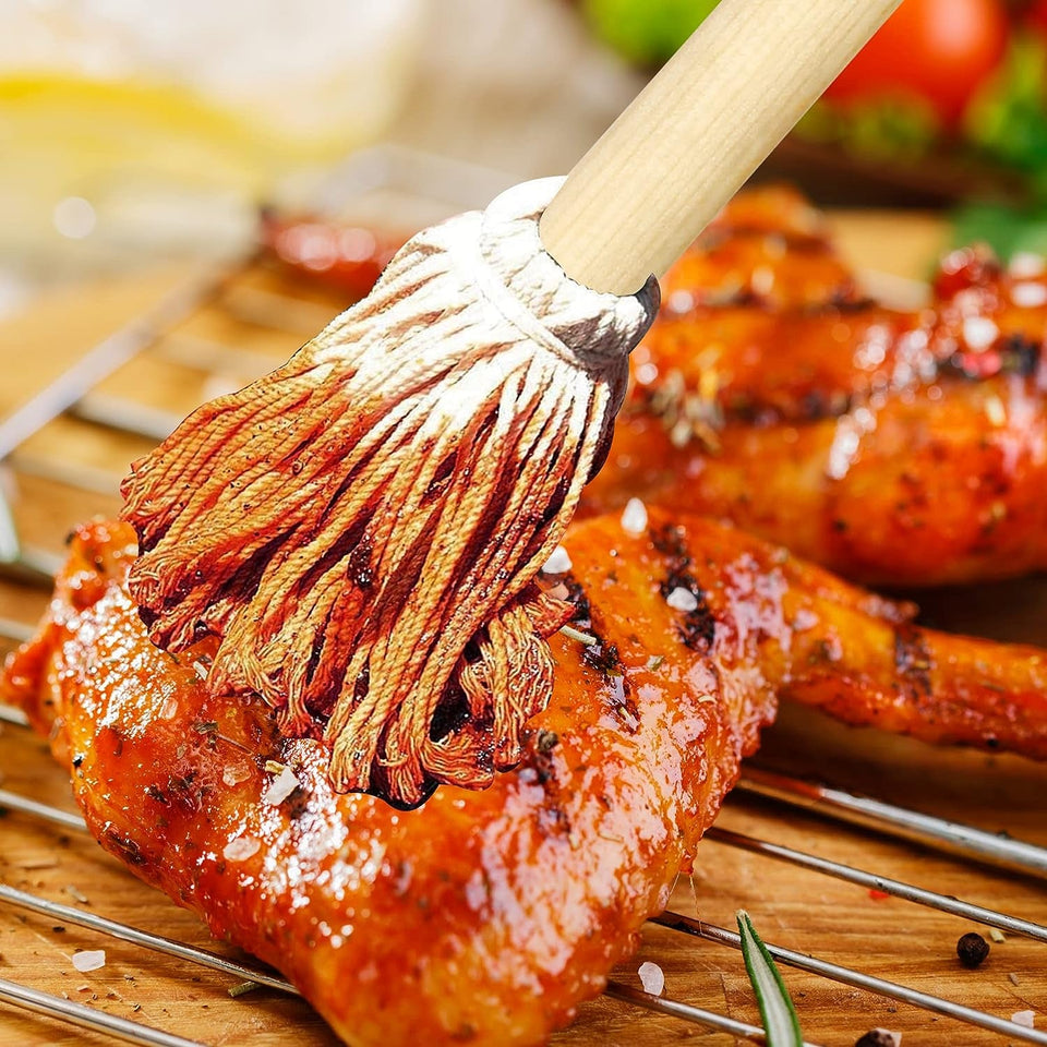 LZMS 10 Pcs Backyard Pro 12 BBQ Grill Basting Brush Mop Brush for Picnic Barbeque Grilling Smoking Steak - Perfect for Cooking or Cleaning