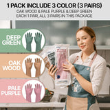 3 Pairs Colorful Reusable Waterproof Household Dishwashing Cleaning Rubber Gloves. Non-Slip Kitchen Glove