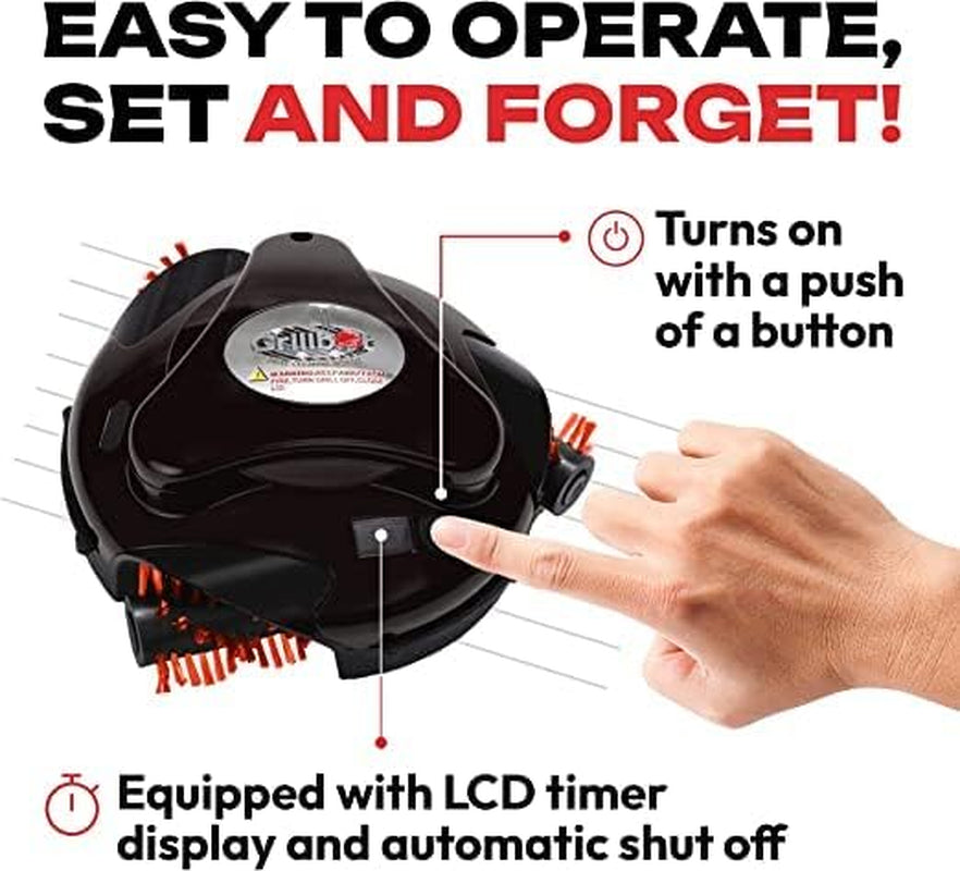Grillbot Automatic Grill Cleaning Robot with Nylon Brushes. BBQ Grill Cleaner. Grill Brush. Grill Scraper. BBQ Accessories (Black Grillbot)