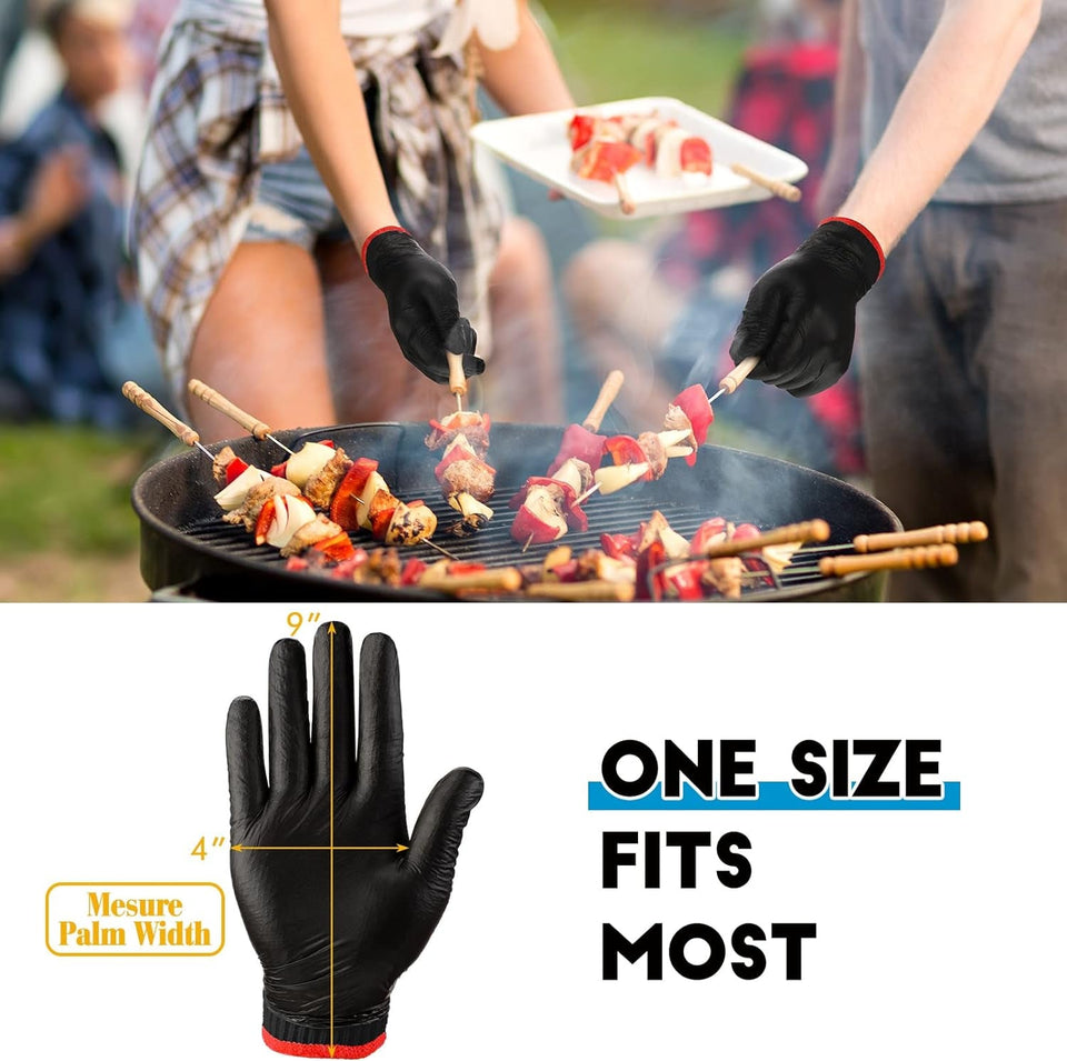 200 Pcs Disposable BBQ Gloves with 4 Pairs Cotton Liners Grilling Gloves BBQ Cooking Gloves (Black. Dark Gray. X-Large)