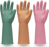 3 Pairs Colorful Reusable Waterproof Household Dishwashing Cleaning Rubber Gloves. Non-Slip Kitchen Glove