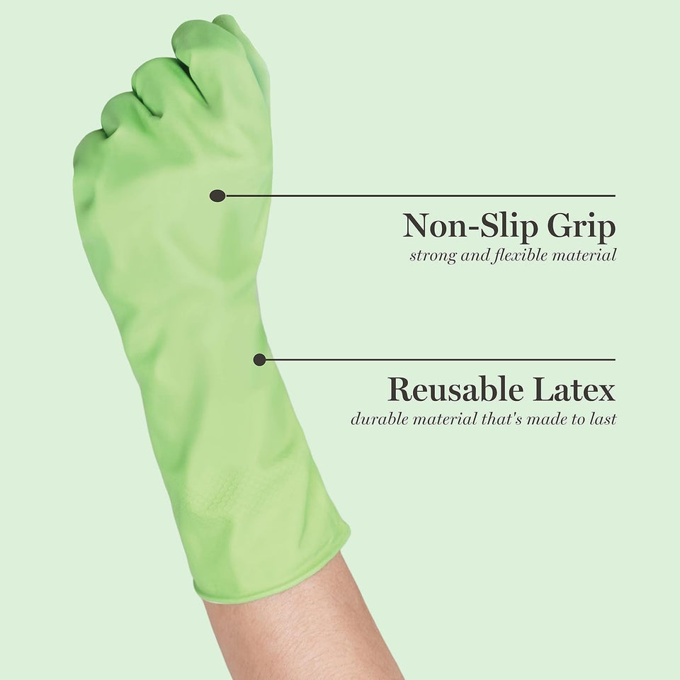 Medline Aloe-Infused Cleaning Gloves. Reusable Latex Gloves for Household Cleaning. Flocklined Cleaning Gloves