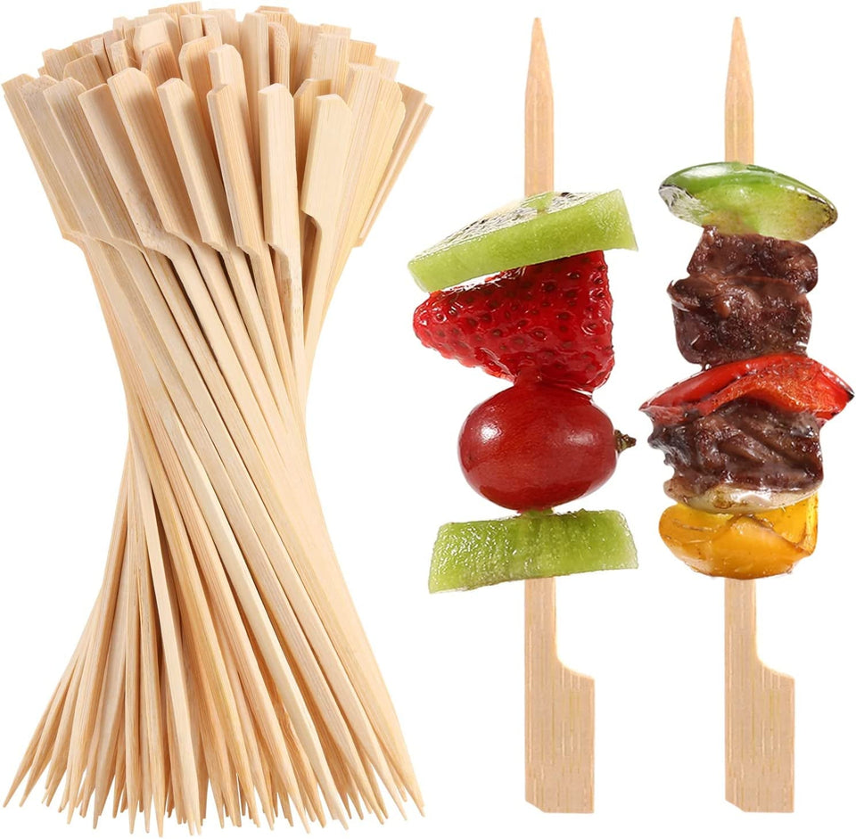 200 PCS Bamboo Skewers for Appetizers. 4.7 Inch Toothpicks. Cocktail Picks for Drinks. Fruit Kababs. Sausage. Barbecue Snacks. Natural Wooden Paddle Skewer Mini Food Sticks. Charcuterie Accessories