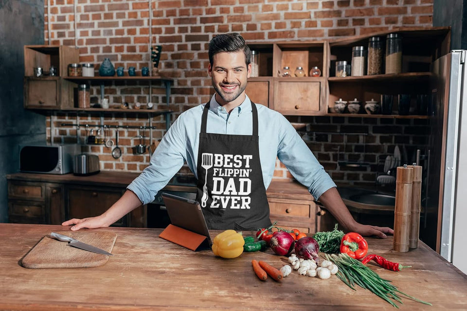 100% Cotton. Black Funny Aprons for Men. Dad. Husband - Birthday. Father'S Day Grilling Gifts for Papa. Husband.