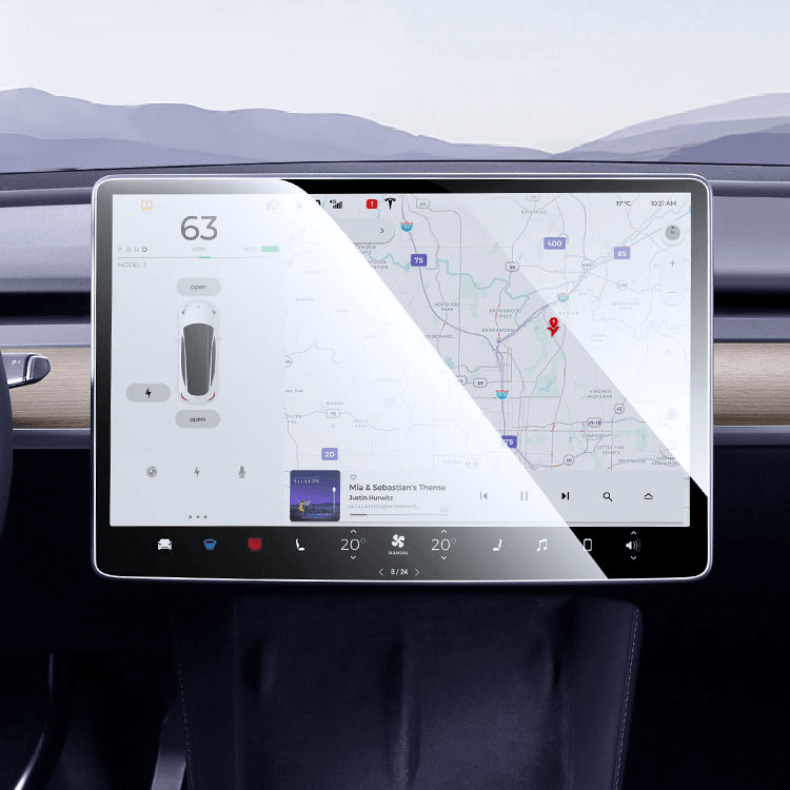 2024 Model 3 Highland Dashboard Screen & Second Row Seat Screen Protector Tempered Film Fully Covers For Tesla