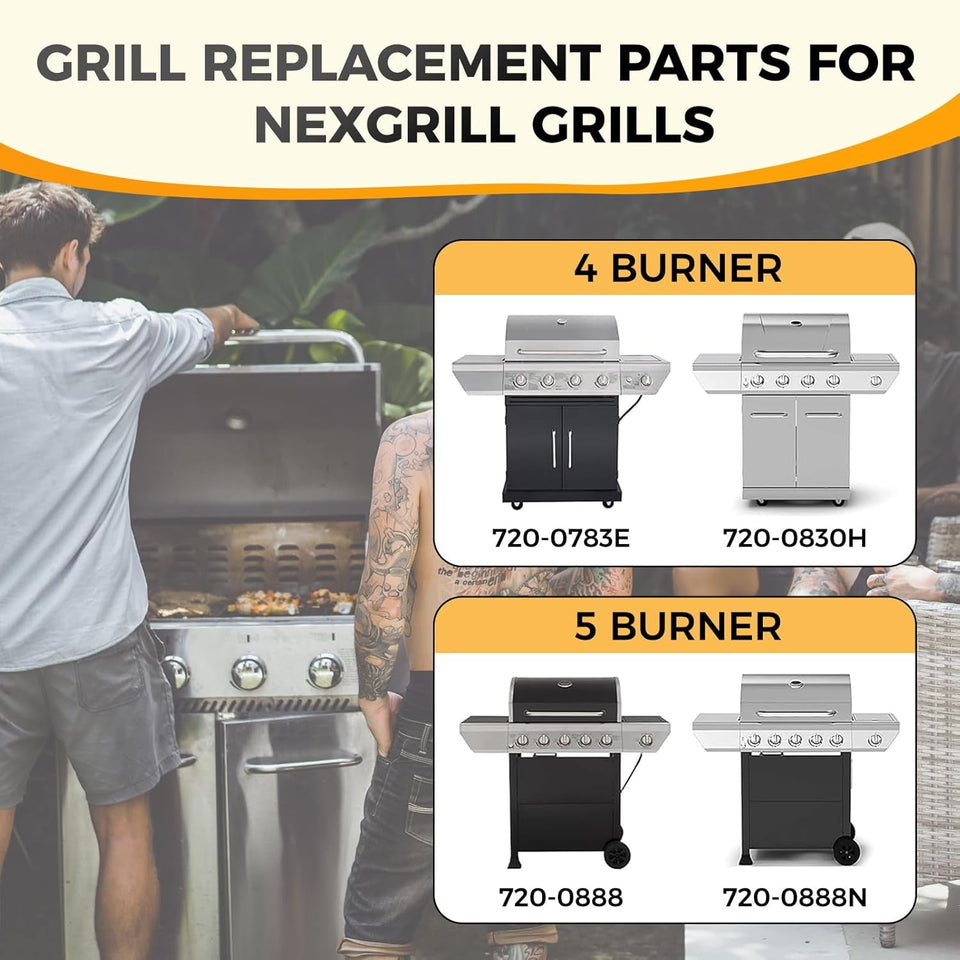 17 Inch Cast Iron Grill Grates for Nexgrill 4 Burner 720-0830H 720-0783E 720-0830X 720-0888S and 5 Burner 720-0888N 720-0888 720-0697 Replacement Cooking Grate Parts
