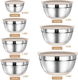 20‑Piece Stainless Steel Mixing Bowls with Airtight Lids – Non‑Slip Silicone Bottom. Nesting Set (Khaki)