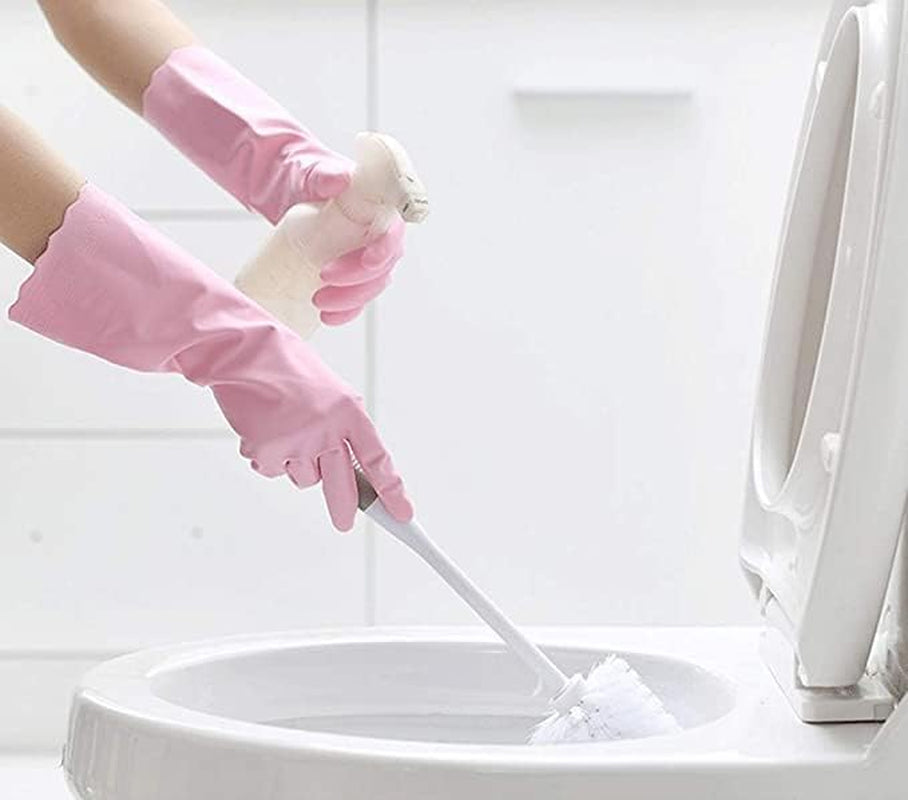 2 Pack Reusable Cleaning Gloves Latex Free - Dishwashing Gloves with Cotton Flock Liner and Embossed Palm - Waterproof Household Gloves for Laundry. Gardening(M)