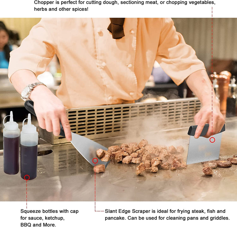 138PCS Griddle Accessories Kit.Grill Accessories for Blackstone Flat Top Set and Camp Chef.Grill Spatula.Scraper.Griddle Cleaning Kit Carry Bag for Hibachi Grill. Men Outdoor BBQ with Meat Injector