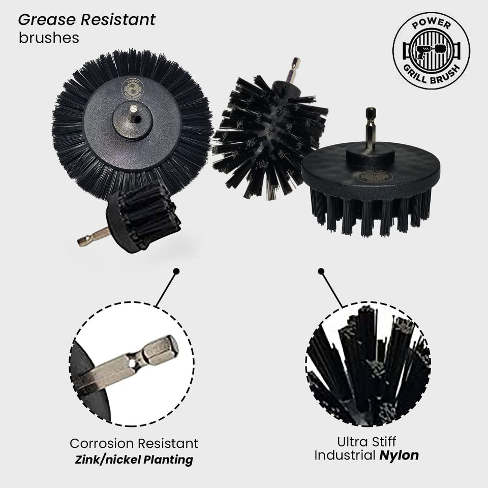 5 Piece BBQ Cleaning Kit - Nylon Safe Bristle/Free Non/Wire - Safe for All Grates Stainless Steel Porcelain Iron Charcoal/Gas Scraper Tool/Accessories Outdoor Gift for Dad/Men