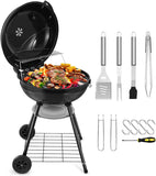 22-Inch Charcoal Kettle Grill Set of 12. Hasteel 2 Layer Grilling Racks Outdoor BBQ Grill. Heavy Duty Large Enameled Grills with Grilling Accessories for Camping Backyard Picnic. Barbecue Spatula