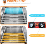 1670W Hot Dog Roller Machine/Sausage Grill with Dust Cover.Stainless Steel 11 Rollers 30 Hot Dog Roller Grill Cooker Machine with Dual Temp Control and LED Light/Detachable Drip Tray