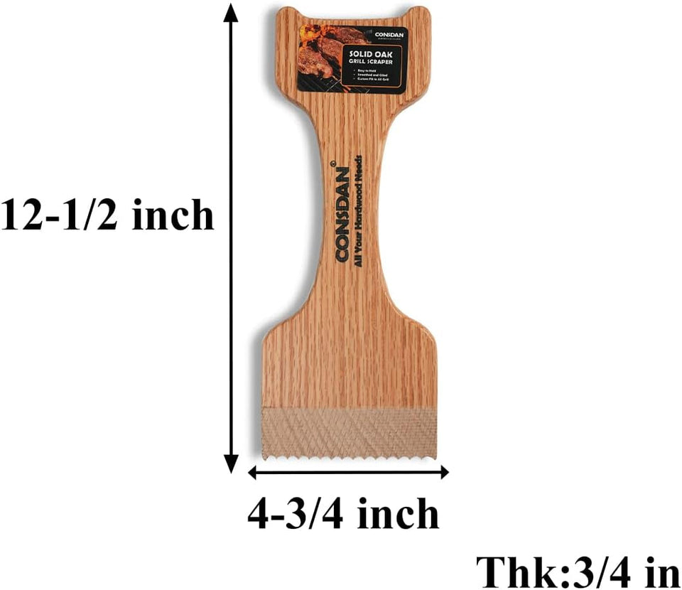 Grill Scraper. Soild Oak Wooden Grill Brush. Grill Scraper for Outdoor Grill. Bristle Free Grill Scrapers. Grill Grate Cleaner Safe Wood Grill Brusher