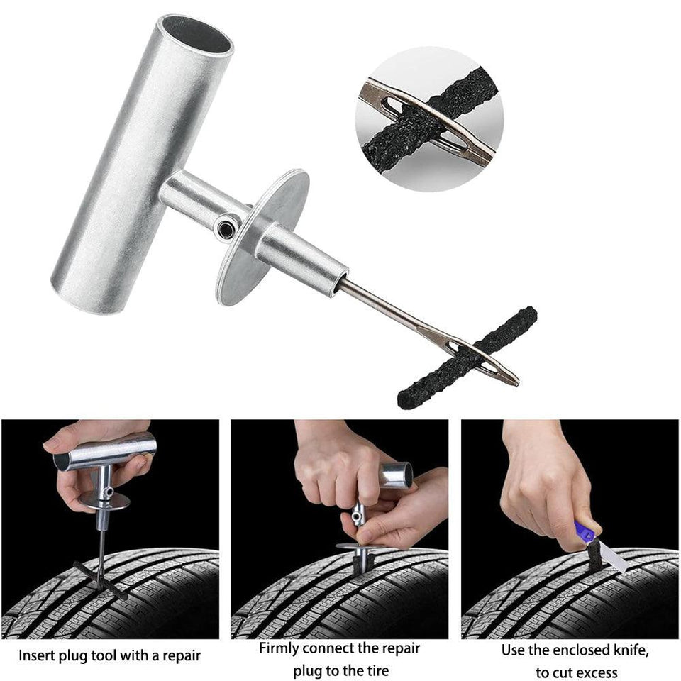 All Cars Tubeless Tire Puncture Repair Set - Essential Emergency Kit for Vehicle Owners