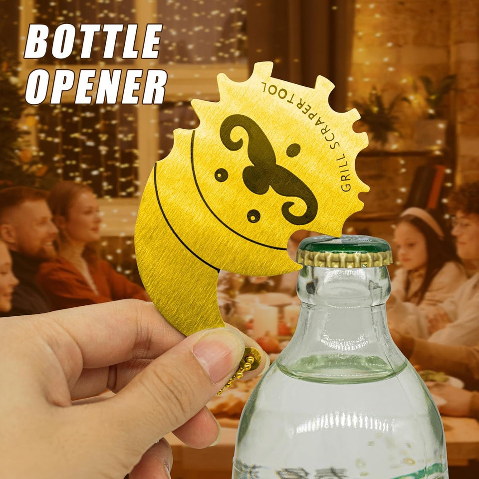 Xmas Gifts for Men Dad Boyfriend Husband Grill Brush and Scraper Bristle Free.Mens Stocking Stuffers.Bbq Accessories Grill Brush for Outdoor Grill.Kitchen Gadgets Cleaner(Gold)