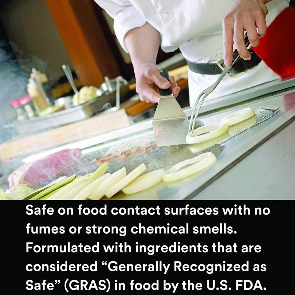 Scotch-Brite Griddle Cleaning. Quick Clean Liquid 700-40. 3.2 Oz Packet. 40/Pack. Heavy Duty. Cleans in 3-5 Minutes. for Baked on Food and Cooking Oils. Use on Hot or Cool Griddle