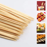 10-Inch Skewer for BBQ Kebab. Unbleached Long Bamboo/Wood Roasting Sticks for Grill -Heavy Duty Thickness -Flat Stick Flag Handle -With Dust-Free Packaging (100-Pack)