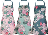 3 Pack Floral Aprons for Women with 2 Pockets. Women Aprons Waterproof Adjustable Cooking Aprons for Kitchen. Gardening. Baking. Salon Apron Gift for Mom Wife Sister Grandma
