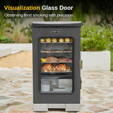 30 Digital Electric Smoker with Glass Door and Extra Long Constant Smoking. 725 Sq Inches. 4 Detachable Racks Outdoor Smokers for Party. Home BBQ. Backyard