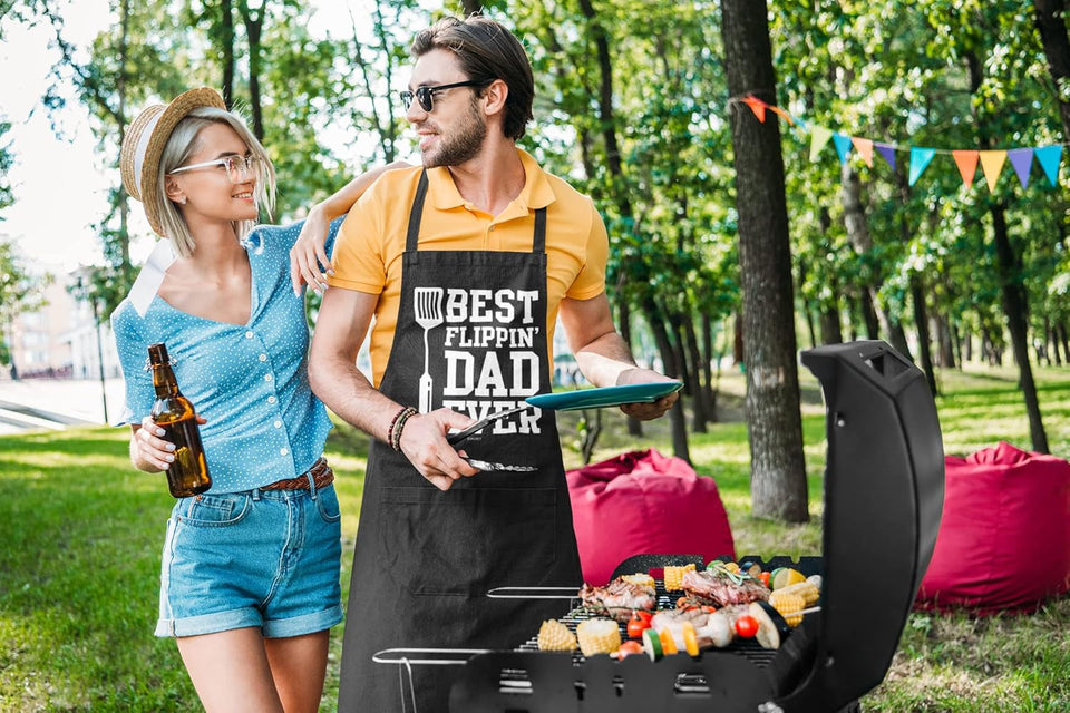 100% Cotton. Black Funny Aprons for Men. Dad. Husband - Birthday. Father'S Day Grilling Gifts for Papa. Husband.