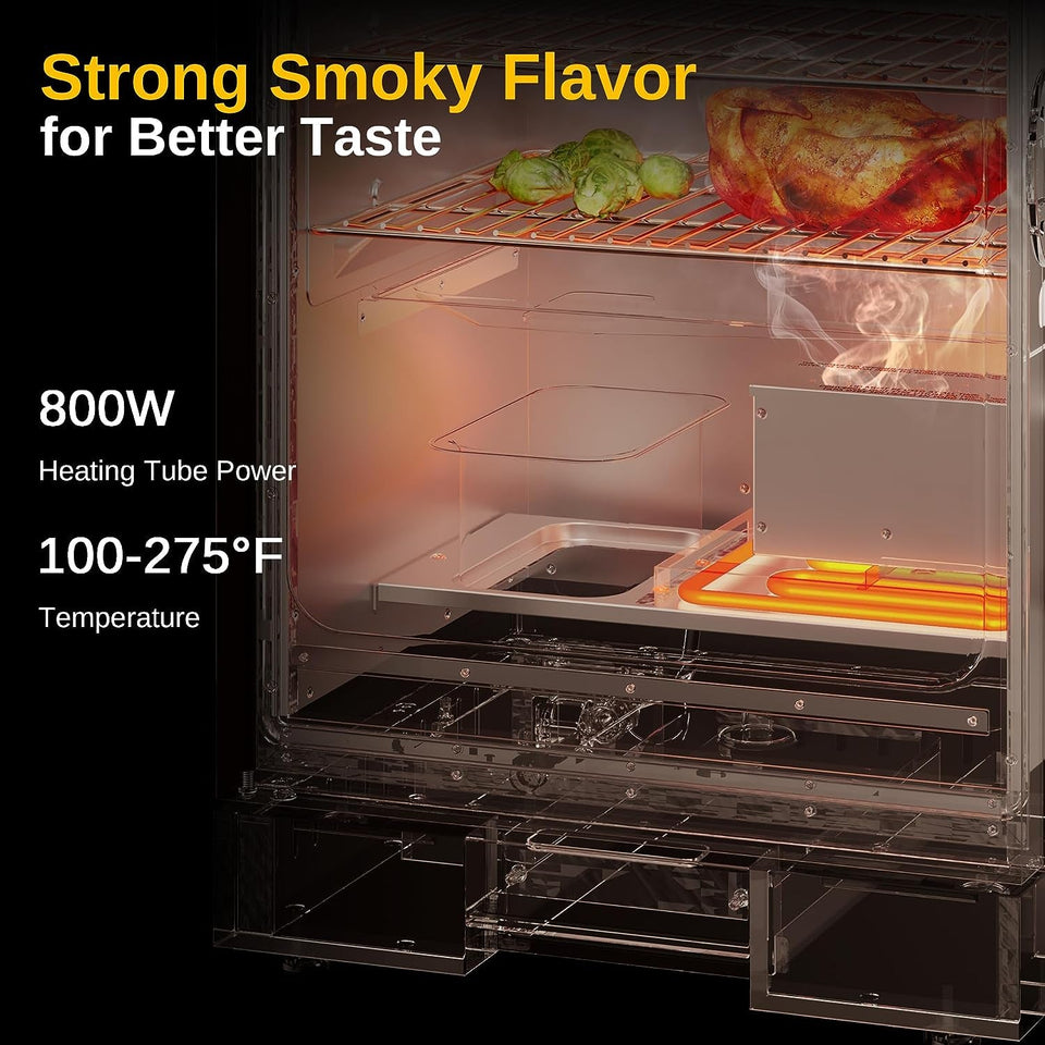 30 Digital Electric Smoker with Glass Door and Extra Long Constant Smoking. 725 Sq Inches. 4 Detachable Racks Outdoor Smokers for Party. Home BBQ. Backyard