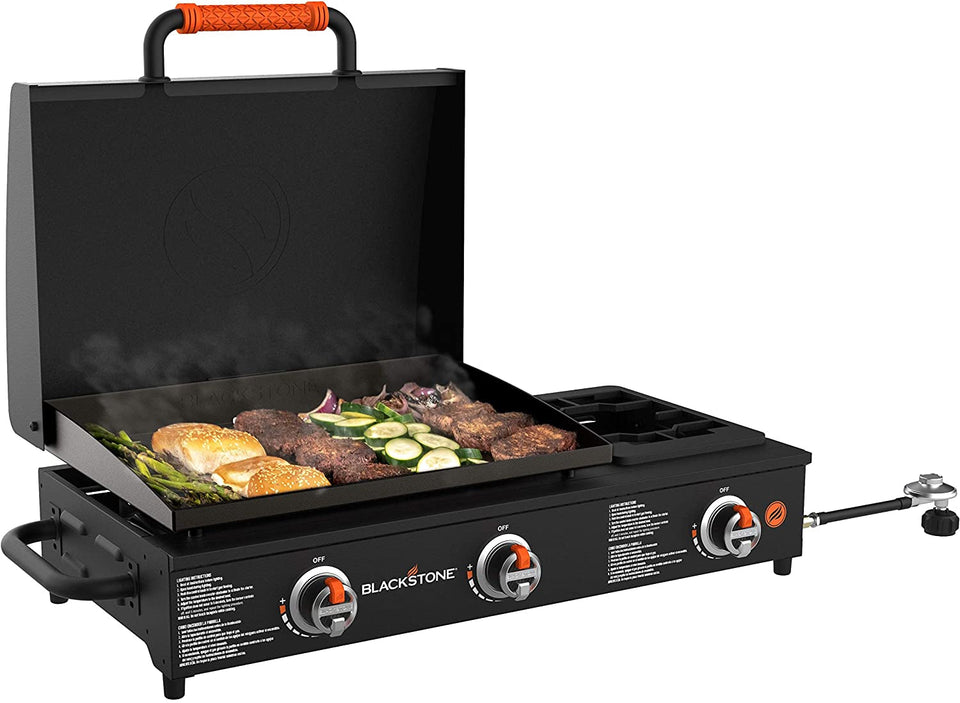 1860 on the Go Range Top Combo with Hood & Handles Heavy Duty Flat Top BBQ Griddle Grill Station for Kitchen. Camping. Outdoor. Tailgating 22 Inch Black