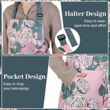 3 Pack Floral Aprons for Women with 2 Pockets. Women Aprons Waterproof Adjustable Cooking Aprons for Kitchen. Gardening. Baking. Salon Apron Gift for Mom Wife Sister Grandma