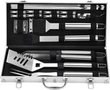 20PCS Heavy Duty BBQ Grill Tools Set - Extra Thick Stainless Steel Spatula. Fork& Tongs. Complete Barbecue Accessories Kit in Aluminum Storage Case - Perfect Grill Gifts for Men