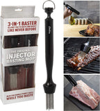 3-In-1 Barbecue Injector Basting Mop - Includes BBQ Chain Basting Brush & Meat Syringe to Baste. Marinate & Inject Food with Flavor - Grilling Accessory for Indoor Outdoor Use- Father'S Day BBQ Gift