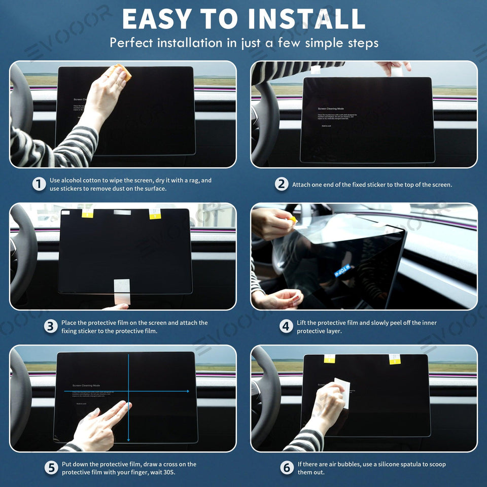 2024 Model 3 Highland Tempered Glass(9H) Screen Protector For Tesla Dashboard Screen & Second Row Seat Screen Set (2PCS)