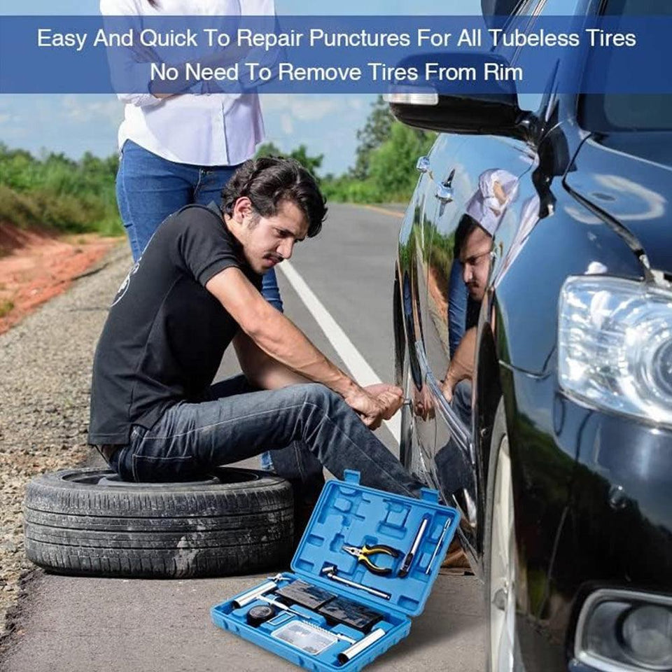 All Cars Tubeless Tire Puncture Repair Set - Essential Emergency Kit for Vehicle Owners