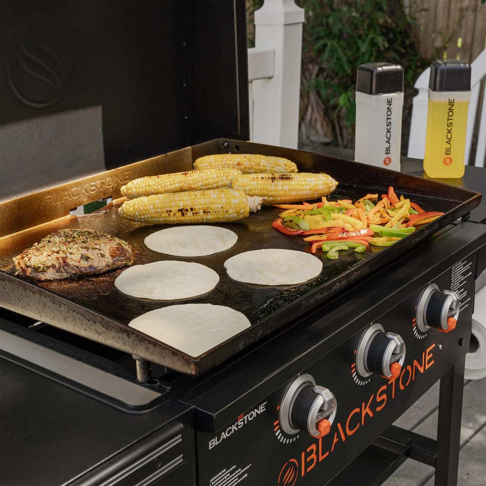 28 Inch Blackstone Griddle 2080 Original 3-Burner XL Griddle with Hood and Side Shelves Outdoor Flat Top Grill