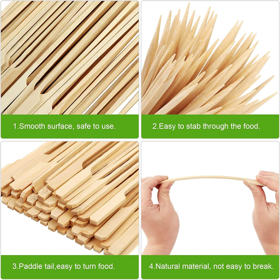 200 PCS Bamboo Skewers for Appetizers. 4.7 Inch Toothpicks. Cocktail Picks for Drinks. Fruit Kababs. Sausage. Barbecue Snacks. Natural Wooden Paddle Skewer Mini Food Sticks. Charcuterie Accessories