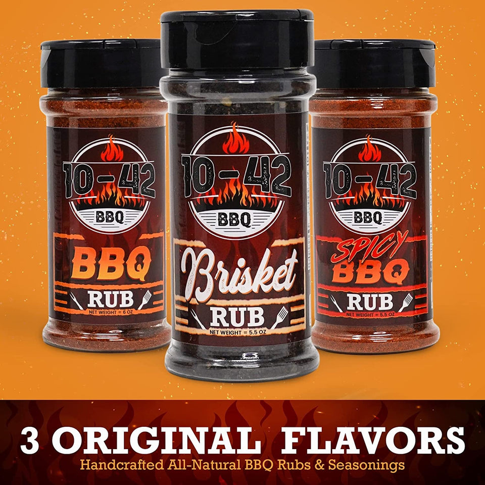 10-42 BBQ Brisket Rub | All-Natural Spice Seasoning for Steak. Rib. Beef Brisket | Barbecue Meat Seasoning Dry Rub | BBQ Rubs and Spices for Smoking and Grilling | No MSG. 5.5.Oz Bottle