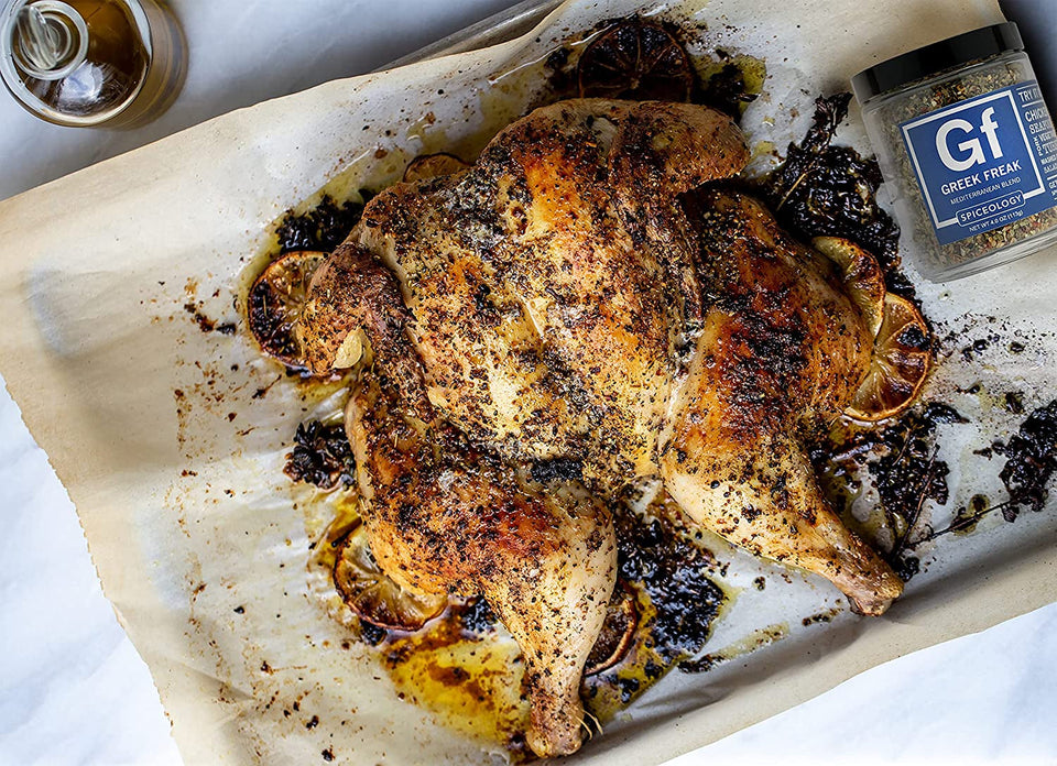 - Greek Freak Mediterranean Spice Blend - All-Purpose Rubs. Spices and Seasonings - Use On: Chicken. Chickpeas. Beef. Seafood. Pork. Vegetables. Turkey. Potatoes and Salad Dressing - 4 Oz