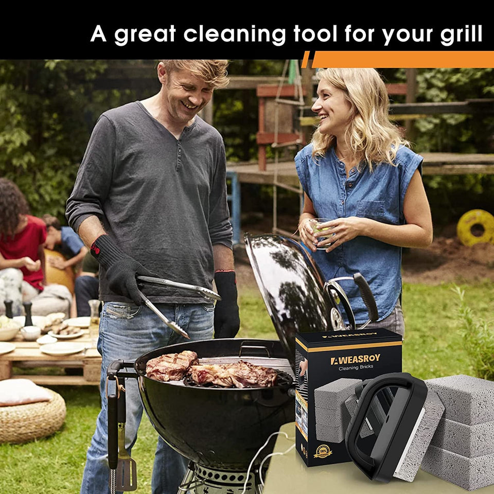 Heavy Duty Grill Cleaner. Grill Cleaning Bricks with Handle. Pumice Griddle Cleaning Stone Removing Stains for BBQ. Swimming Pool. Sink(4 Pack)