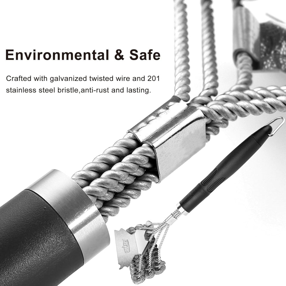 GRILLART Grill Brush and Scraper Bristle Free - Safe BBQ Brush for Grill -Stainless Grill Grate Cleaner - Safe Grill Accessories for Porcelain/Weber Gas/Charcoal Grill - Gifts for Grill Wizard/Men/Dad