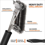 BBQ Grill Brush and Scraper 18 | Stainless Steel Cleaning Brush Accessories | Best for Weber Gas. Charcoal. Porcelain. Cast Iron. All Grilling Grates