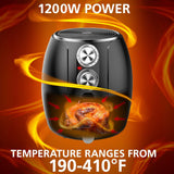3.2-Quart Small Electric Air Fryer. Timer & Temp. Control (Black. Silver) (AF-300BK)
